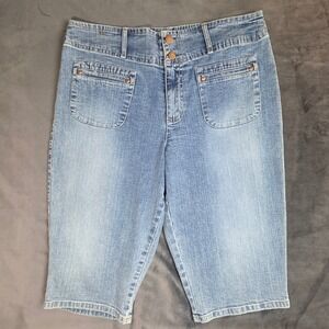 Bandolino Blu Womens Light Wash Denim Bermuda Shorts Size 10 High Rise Stretch